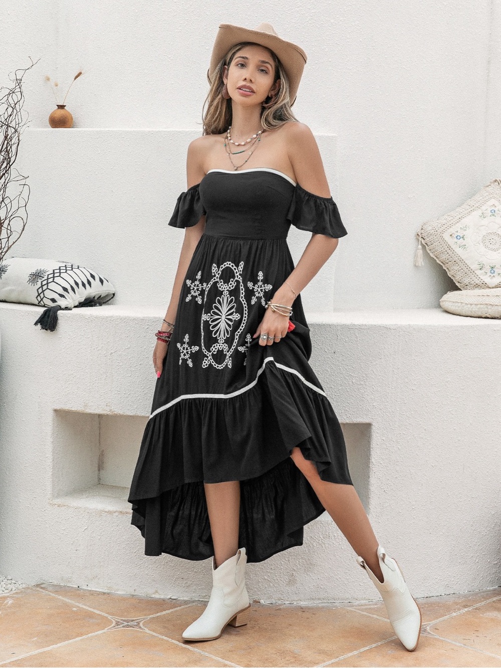 High-Low Off-Shoulder Dress - Picture 2 of 5